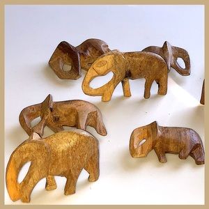 (14) Unique African Hand Carved Wooden Elephants